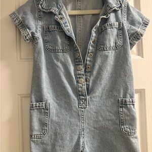 Denim Short Sleeve Jumpsuit